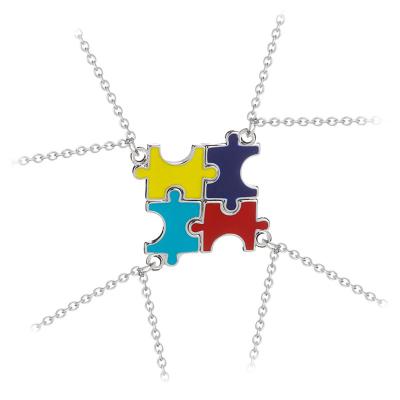 China TRENDY 4 Pcs Set Hollow Love Snapping Jigsaw Accessories Stitching Geometric Puzzle Best Friends BFF Couples Necklace Forever for sale