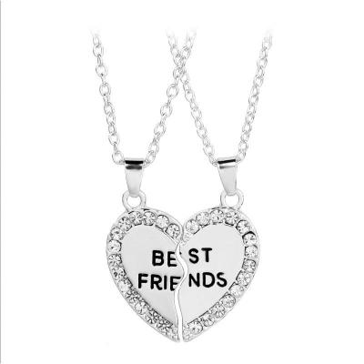 China 2022 Fashion Trendy Fashion Friendship Jewelry BFF Puzzle Broken Heart Shape Splicing Pendant Necklace for sale