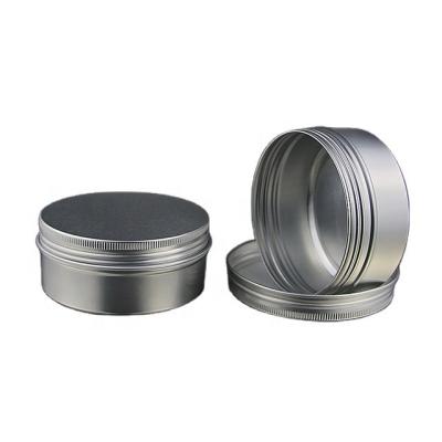 China Recyclable Silver Cosmetic Aluminum Wax 180ml Candle Tea Tin Jar With Lid for sale