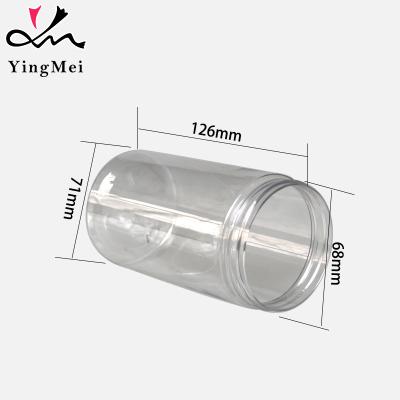 China Wholesale 400ml Mason Jars Clear Wide Mouth Empty Plastic Food Cookie Jar With Aluminum Lid Diameter 68mm YM68400 for sale