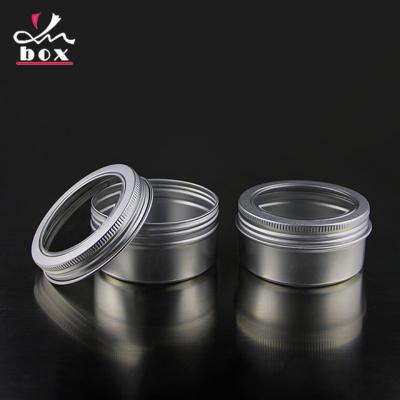 China New Design Transparent Aluminum PVC Top Window 80g Screw Gift Jar Recyclable for sale