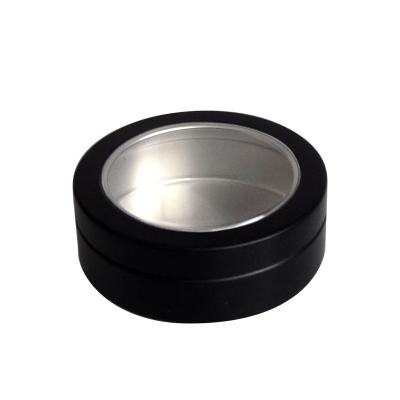 China 100ml Matt Black Round Aluminum Tin Cosmetic Jar With Window Lid Ointment Storage Packaging Container Box YM8029 for sale