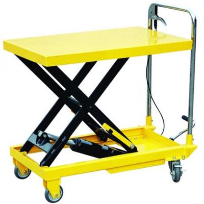 China Construction Material Stores 500Kg Manual Truck Hand Hydraulic Scissor Lift Table for sale