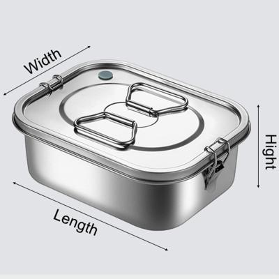 China Freshness Preservation 304 Stainless Steel Food Storage and Double Compartmented Container Squares with Double Loops Bento Lunch Box Thermal Insulated B for sale