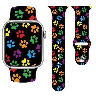 China Rubber For Apple Watch 8 7 Silicone Animal Footprint Print Strap Super Castle Strap iWatch 40mm 41mm 44mm 45mm Super Strap for sale