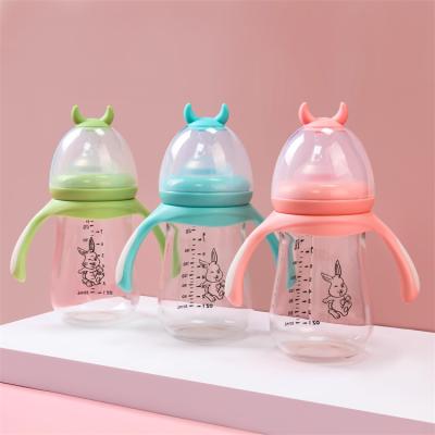 China Free Wide Neck Toddler Child Toddler Maker Glass Bottle BPA Free Food Grade Silicone Feeding Bottles Baby Milk Feeding Bottle for sale