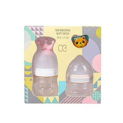 China BPA Free Baby Glass Bottles Set Eco-Friendly Newborn Infant Baby Bottle Set Bottles Sets With Nipple for sale