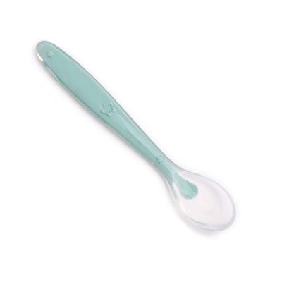 China Viable Self Baby Feeding Utensils Gently Tilt Fresh Food Training Baby Silicone Fork Spoon for sale