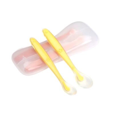 China Viable Bpa Free Silicone Baby Tableware Food Training Silicon Spoon Set For Baby for sale