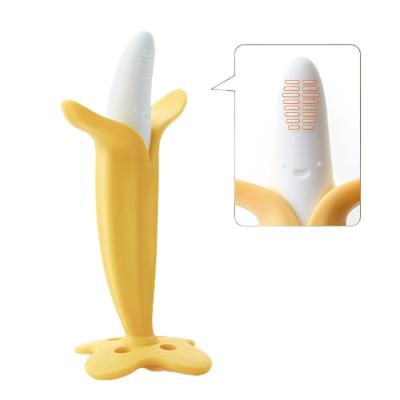 China Banana Shape Soft Toy 100% Silicone Soft Teether Toys Baby Teether for sale