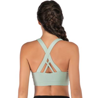 China 2021New Seamless Shockproof Sports Bra Yoga Upper Back Running Fitness Breathable Stylish Adjustable Bra for sale