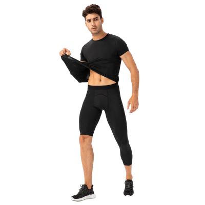 China Anti-Static Mens Fitness Single Leg Gaiters 3/4 Single Leg Compression Pants Sports Gym Training Gaiters Cropped Gaiters for sale