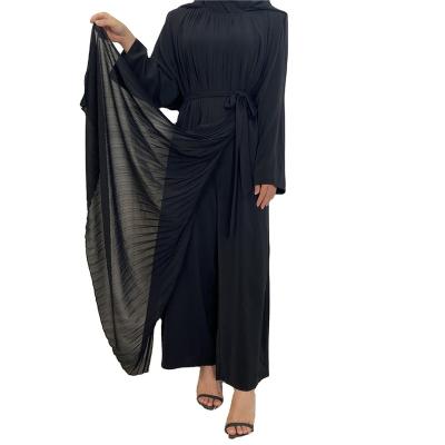 China New Next Simple Polyester Abaya Jumpsuit With Attached Chiffon Overlayer Modest Jumpsuits Islamic Muslim Clothing for sale