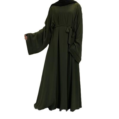 China Polyester 2022 Muslim Women Maxi Dresses Dubai Abaya Plain Sleeve Islamic Clothing Simple Loose Wide Design Wholesale for sale