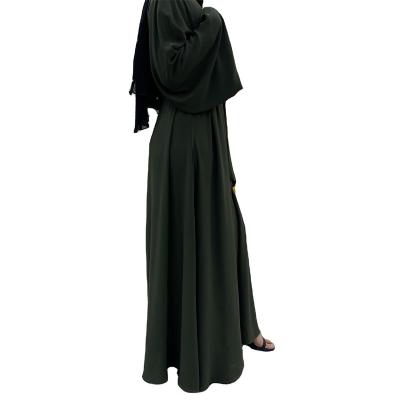 China Muslim Women Maxi Inner Dresses Abaya Wholesale Polyester Long Sleeve Design Islamic Clothing Simple Loose Wide Cheap Solid Color for sale