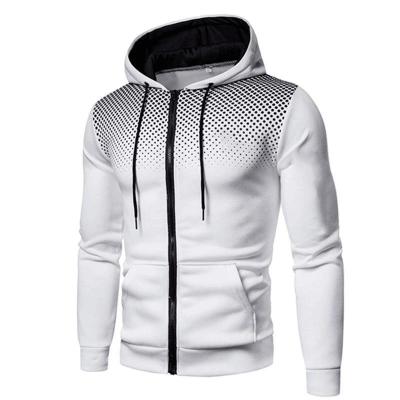 China Fashion Solid Color Breathable Front Zipper Polka Dot Men's Hooded Sportswear Jogging Personality Casual Sportswear 2021 for sale