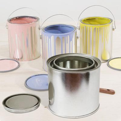 中国 Empty 1 Gallon Paint Cans 4L Clear Paint Tins With Metal Or Plastic Handle Round 4L Tin Paint Can 販売のため