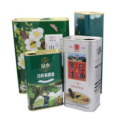 Chine L'huile de cuisine de marque personnalisée étain rectangulaire 1 litre 2l 3l Olives d'huile d'olive étain boîtes d'impression 100ml 250ml 500ml huile d'olive vide étain conteneurs à vendre