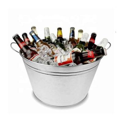 China Popcorn Metal Wine Bucket Custom Branding 5L Round Metal Galvanized Ice Bucket With Bottle Opener And Handle Beer Champagne for sale