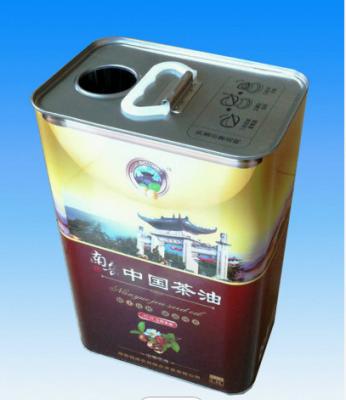 China 1 Gallonen-Speiseöl Tin Can Plastic Handle Rectangular Tin Containers zu verkaufen