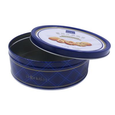 China Printed Round Metal Empty Biscuit Cookie Tin Cans Cake Tin Box for sale