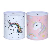 China caixa de Tin Can Piggy Bank With Unicorn Kids Gift Saving Money da espessura de 0.2mm à venda