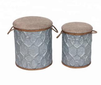 China Modern Ruimtebesparingsmetaal Tin Cans With Fabric Storage om Ottomane Te koop