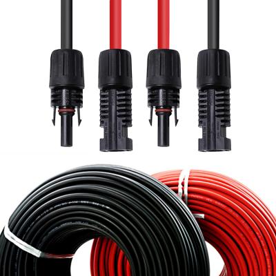 China Telecommunication Pair 1m To 25m Solar Cable 6mm2 TUV 2 Pfg 1169 Red Solar Cables And Black PV1-F Xlpe Solar Charger Cable With Conectors for sale