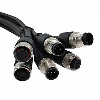 China audio & Video Circular M12 Male To Female 2 3 4 5 6 8 Pin Waterproof Power Wire Sensor Connector Extension Cable Wire Harness Plugs for sale