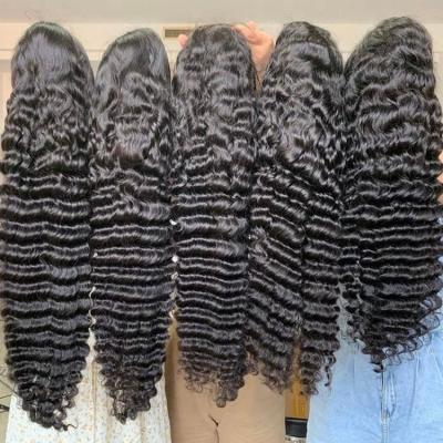 China Wholesale Virgin Hair Deep Wave Lace Frontal Wig Vendors Unprocessed Cuticle Aligned Deep Wave 13x4 Lace Front Human Hair Wigs for sale