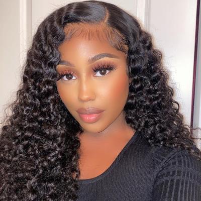 China Deep Wave Lace Front Wigs Brazilian Virgin 4X1 Lace Closure Wig Deep Wave Wig For Curly Colored Women Deeply Pre Plucked With Baby Hair for sale