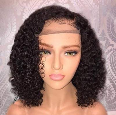 China Brazilian Curly Curly Remy Hair 13x6 Lace Front Human Hair Wigs Baby Hair Short Bob Wigs Pre Plucked With For Black Women for sale