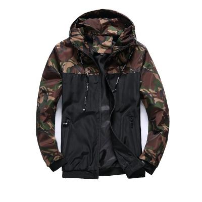 China Viable Pinghu FASHION 2019 Chinese Manufacturer OEM Design Contrast Color Camouflage Cargo Coat Polyester Waterproof Hoodie Men Jackets for sale