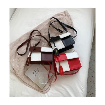 China Fashion contrast color designer purse women strap shoulder bag fashion lady handbags new 2021 simple from china for sale