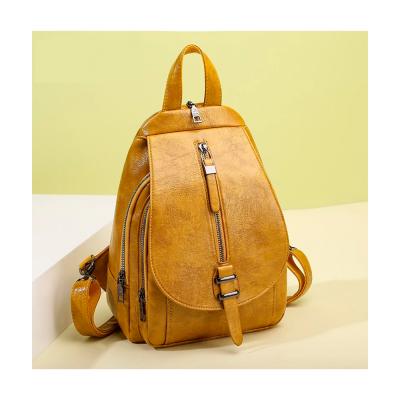 China 2021 New Anti-theft Women Fashion Travel Backpack High Quality Oil Wax Leather Backbag Girl Daily Chest Bag Mochila Bag for sale