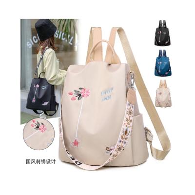 China Fashion designer girl embroidered anti-theft outdoor waterproof ladies bag travel bags school sports anti-theft backpacks for sale