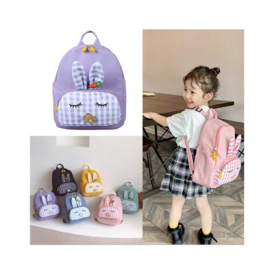 China Waterproof 2021 Hot Sales Educate Cute Children's Plaid Rabbit Baby Backpack School Backpack Bags Children Kids Bags for sale