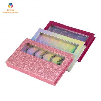 China Recyclable vendor customized pink magnetic empty odm oem glitter strip eyelash lash packaging box for sale