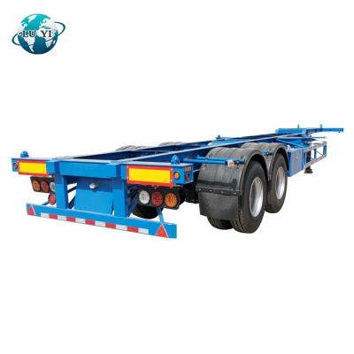 China High Quality Truck Trailer Factory Supply 2 Axle Chassis Truck Trailer 40ft Skeleton Container Trailer for sale