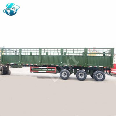 China Hot Selling High Quality Truck Trailer LUYI China Tri Axles Cattle Fence Cargo Semi Trailer Truck for sale