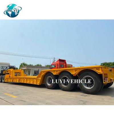 China New lowbed truck trailer LUYI semi trailers 3/4 axles high quality body can load 100 T lowbed semi trailer for sale