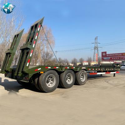 China 100Ton semi truck trailer excavator transport trailer trucks 3 axle lowbed semi trailer for sale for sale