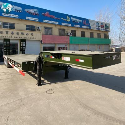 China Truck trailer 100Ton 3 axle lowbed transport excavator semi trailer lowbed semi trailer for sale