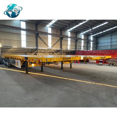 China Truck trailer 3 axles trailer 60-80 ton flatbed carrier truck container flatbed semi trailer for sale for sale