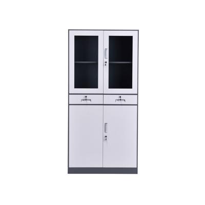 China Luoyang Furnitopper Modern Double Door Steel Metal Storage Living Room Cabinet Metal Glass Cabinet for sale