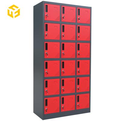 China Modern Hospital School Gym Use Modern Furniture 18 Door Metal Locker Steel Price for sale