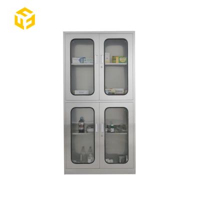 China Modern Hot Sales Furniture Metal Storage Cabinet Hospital Cupboard With Glass Doors Commercial Furniture for sale