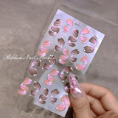 China Nail Beauty Products Wholesale Stylish Stereoscopic Embossed Nail Stickers 5d Ribbon Designs Water Nail Decals Decoration Tips for sale