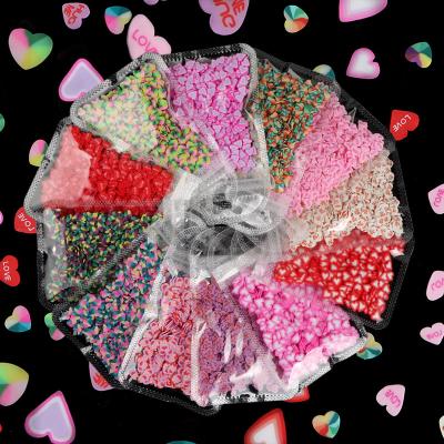 China Nail Art Decoration SHIZHIXIU Love Heart Slices Nail Acrylic Nail Art Sequins For Decoration Sticker Valentine Polymer Clay Slices for sale