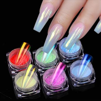 China Nail Salon SHIZHIXIU Aurora Chrome Powder For Nail Clear Acrylic Dye Color Nude Powder Nails Magic Mirror Powder for sale